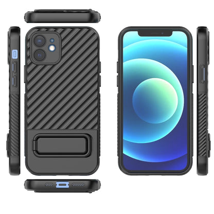 For iPhone 12 Wavy Texture TPU Phone Case with Lens Film(Black) by buy2fix