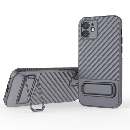For iPhone 12 Wavy Texture TPU Phone Case with Lens Film(Grey) by buy2fix