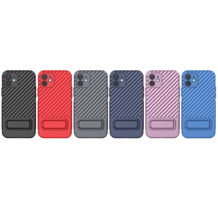 For iPhone 12 Wavy Texture TPU Phone Case with Lens Film(Grey) by buy2fix