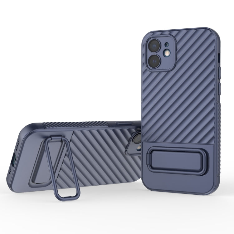 For iPhone 12 Wavy Texture TPU Phone Case with Lens Film(Royal Blue) by buy2fix