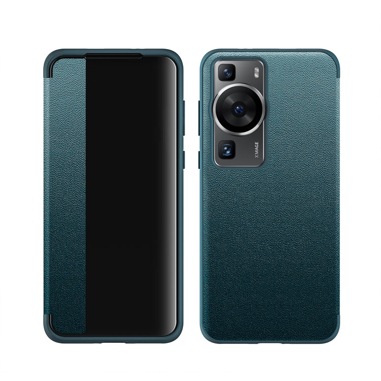 For Huawei P60 Pro Leather + TPU Frame Shockproof Phone Case(Green) - Huawei Cases by buy2fix | Online Shopping UK | buy2fix