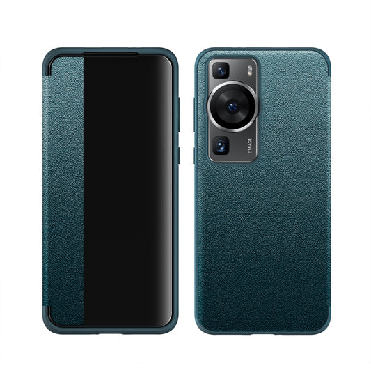 For Huawei P60 Pro Leather + TPU Frame Shockproof Phone Case(Green) - Huawei Cases by buy2fix | Online Shopping UK | buy2fix
