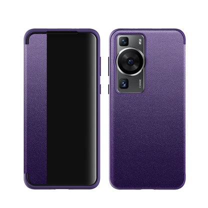 For Huawei P60 Pro Leather + TPU Frame Shockproof Phone Case(Purple) - Huawei Cases by buy2fix | Online Shopping UK | buy2fix