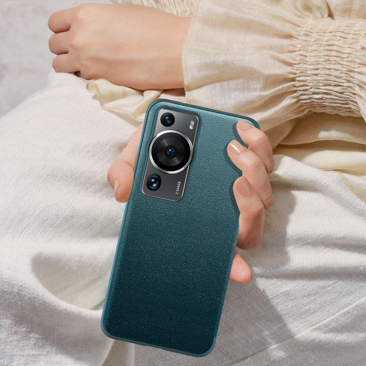 For Huawei P60 Pro Leather + TPU Frame Shockproof Phone Case(Green) - Huawei Cases by buy2fix | Online Shopping UK | buy2fix