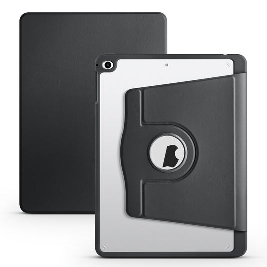 For iPad Air / Air 2 / 9.7 2018 / 2017 Acrylic 360 Degree Rotation Holder Tablet Leather Case(Black) - iPad 9.7 (2018) & (2017) Cases by buy2fix | Online Shopping UK | buy2fix