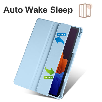 For Samsung Galaxy Tab S8 Ultra Acrylic 3-folding Smart Leather Tablet Case(Ice Blue) by buy2fix