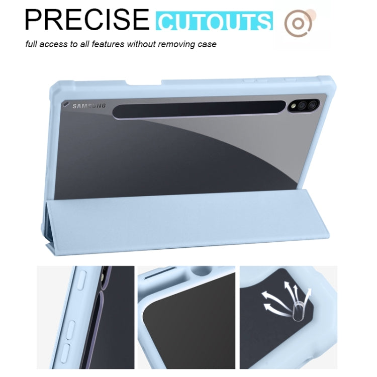 For Samsung Galaxy Tab S8 Ultra Acrylic 3-folding Smart Leather Tablet Case(Ice Blue) by buy2fix