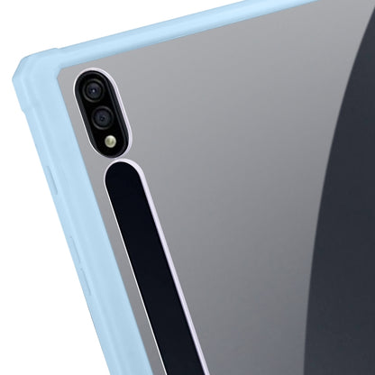 For Samsung Galaxy Tab S8 Ultra Acrylic 3-folding Smart Leather Tablet Case(Ice Blue) by buy2fix