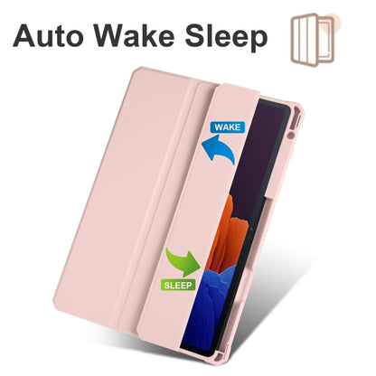 For Samsung Galaxy Tab S8 Ultra Acrylic 3-folding Smart Leather Tablet Case(Pink) by buy2fix