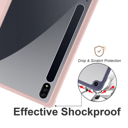 For Samsung Galaxy Tab S8 Ultra Acrylic 3-folding Smart Leather Tablet Case(Pink) by buy2fix