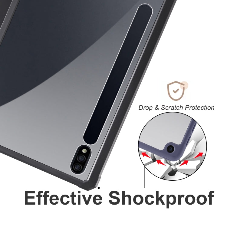 For Samsung Galaxy Tab S8 Ultra Acrylic 3-folding Smart Leather Tablet Case(Black) by buy2fix