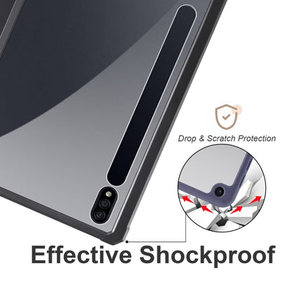 For Samsung Galaxy Tab S8 Ultra Acrylic 3-folding Smart Leather Tablet Case(Black) by buy2fix