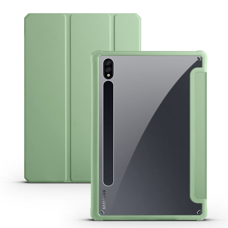 For Samsung Galaxy Tab S8 Ultra Acrylic 3-folding Smart Leather Tablet Case(Green) by buy2fix
