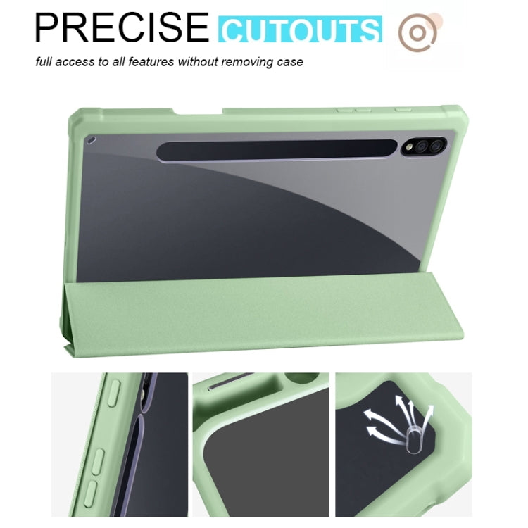For Samsung Galaxy Tab S8 Ultra Acrylic 3-folding Smart Leather Tablet Case(Green) by buy2fix
