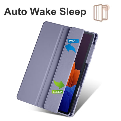 For Samsung Galaxy Tab S8 Ultra Acrylic 3-folding Smart Leather Tablet Case(Lavender) by buy2fix