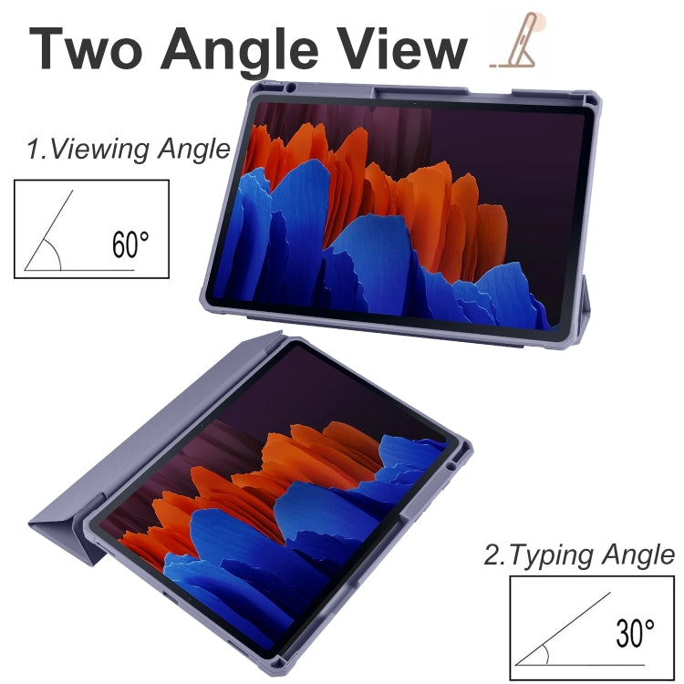 For Samsung Galaxy Tab S8 Ultra Acrylic 3-folding Smart Leather Tablet Case(Lavender) by buy2fix
