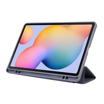 For Samsung Galaxy Tab S6 Lite/Tab S6 Lite 2022 Solid Color 3-folding Leather Tablet Case(Black) by buy2fix