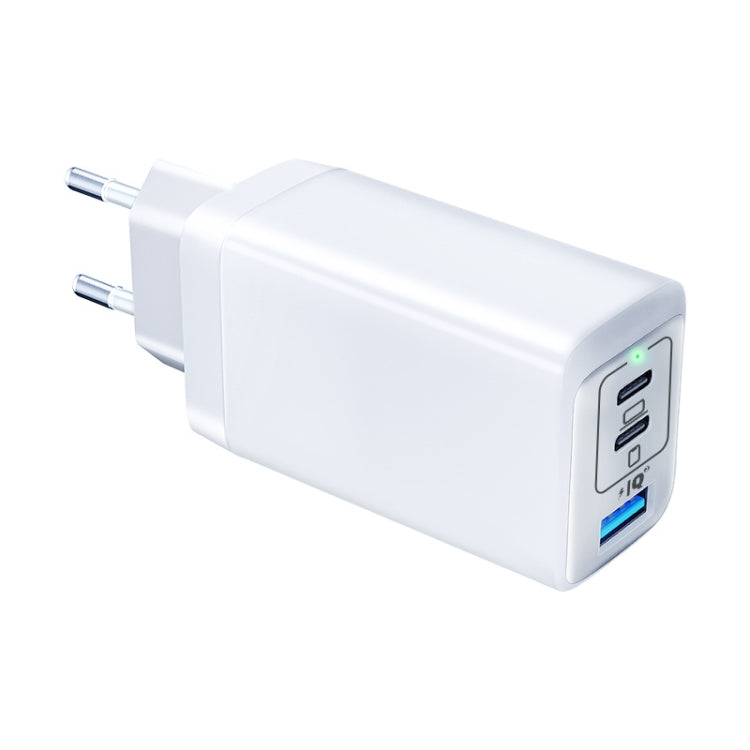 65W Dual PD USB-C / Type-C + USB 3-Port Gan Fast Charging Charger, Plug:EU Plug(White) by buy2fix