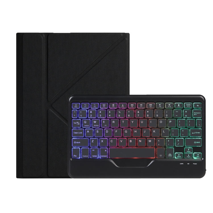For iPad 2025 / 2022 B10S Triangle Holder Three-color Backlight Bluetooth Keyboard Leather Case(Black) - Universal by buy2fix | Online Shopping UK | buy2fix