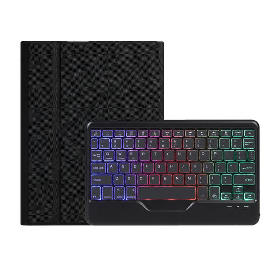For iPad 2025 / 2022 B10S Triangle Holder Three-color Backlight Bluetooth Keyboard Leather Case(Black) - Universal by buy2fix | Online Shopping UK | buy2fix