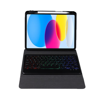 For iPad 2025 / 2022 B10S Triangle Holder Three-color Backlight Bluetooth Keyboard Leather Case(Black) - Universal by buy2fix | Online Shopping UK | buy2fix