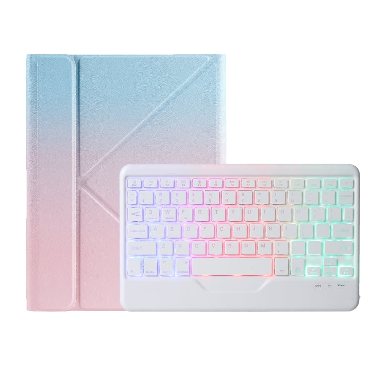 For iPad 2025 / 2022 B10S Triangle Holder Three-color Backlight Bluetooth Keyboard Leather Case(Blue Pink) - Universal by buy2fix | Online Shopping UK | buy2fix