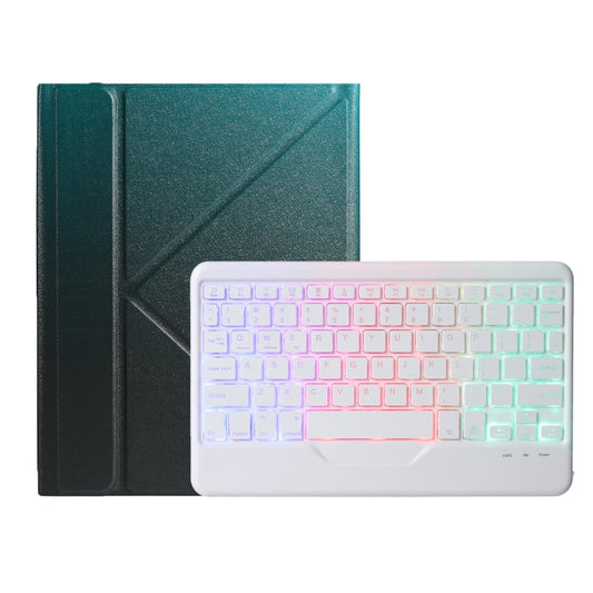 For iPad 2025 / 2022 B10S Triangle Holder Three-color Backlight Bluetooth Keyboard Leather Case(Dark Green) - Universal by buy2fix | Online Shopping UK | buy2fix