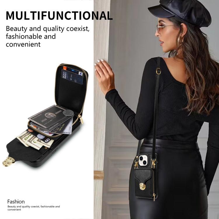 For iPhone 14 Plus Zipper Hardware Card Wallet Phone Case(Black) - iPhone 14 Plus Cases by buy2fix | Online Shopping UK | buy2fix