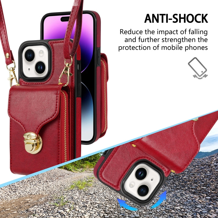 For iPhone 14 / 13 Zipper Hardware Card Wallet Phone Case(Red) - iPhone 14 Cases by buy2fix | Online Shopping UK | buy2fix