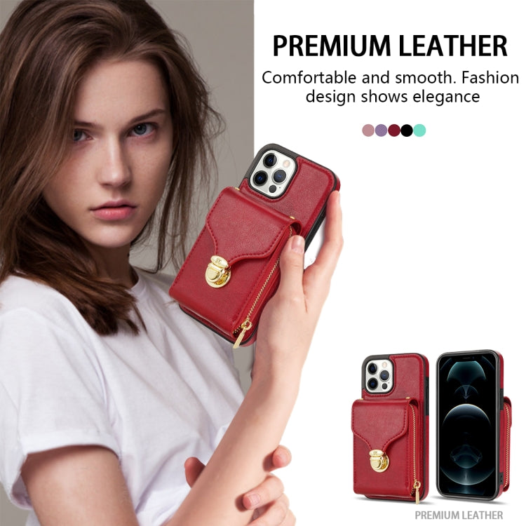 For iPhone 13 Pro Max Zipper Hardware Card Wallet Phone Case(Red) - iPhone 13 Pro Max Cases by buy2fix | Online Shopping UK | buy2fix
