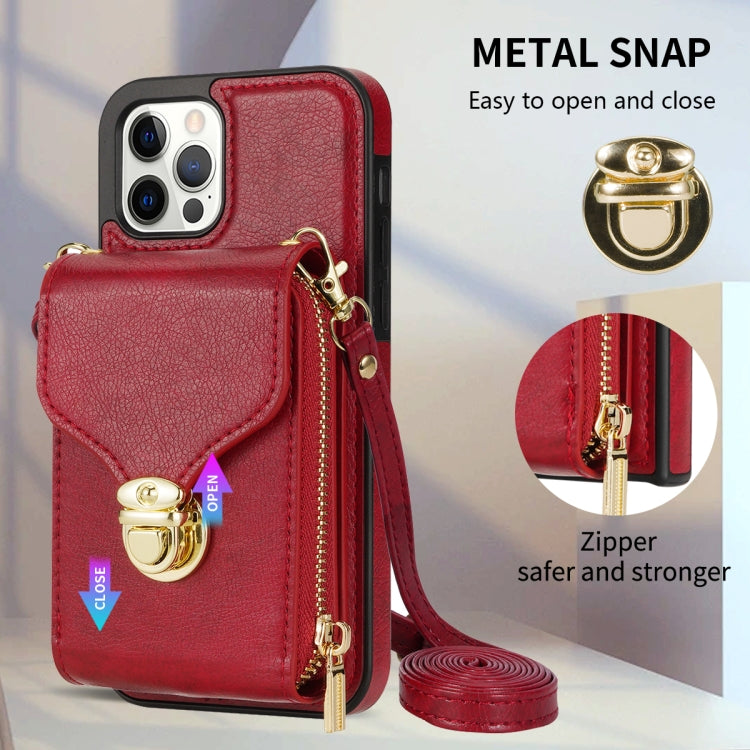For iPhone 12 Pro Max Zipper Hardware Card Wallet Phone Case(Red) - iPhone 12 Pro Max Cases by buy2fix | Online Shopping UK | buy2fix