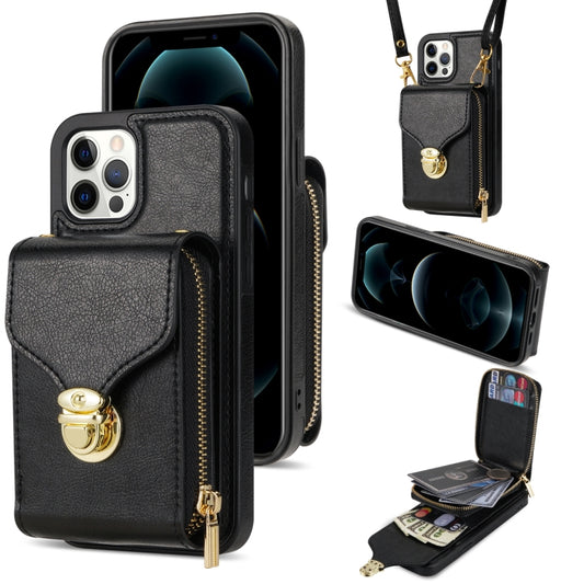 For iPhone 12 Pro Max Zipper Hardware Card Wallet Phone Case(Black) - iPhone 12 Pro Max Cases by buy2fix | Online Shopping UK | buy2fix