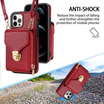 For iPhone 12 / 12 Pro Zipper Hardware Card Wallet Phone Case(Red) - iPhone 12 / 12 Pro Cases by buy2fix | Online Shopping UK | buy2fix