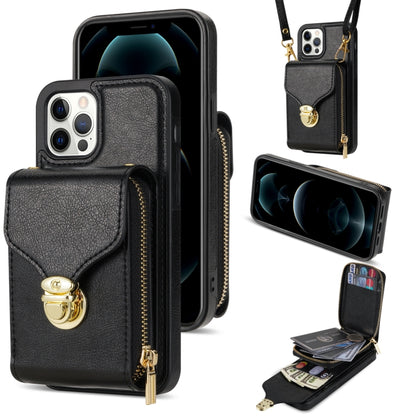 For iPhone 12 / 12 Pro Zipper Hardware Card Wallet Phone Case(Black) - iPhone 12 / 12 Pro Cases by buy2fix | Online Shopping UK | buy2fix