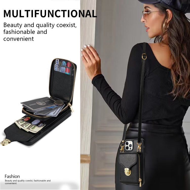 For iPhone 12 / 12 Pro Zipper Hardware Card Wallet Phone Case(Black) - iPhone 12 / 12 Pro Cases by buy2fix | Online Shopping UK | buy2fix