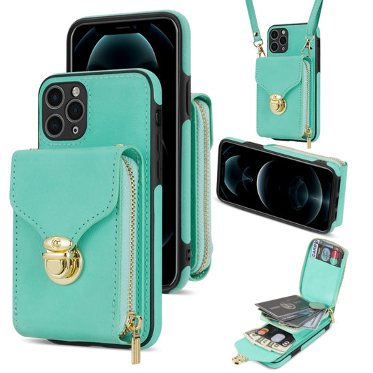For iPhone 11 Pro Max Zipper Hardware Card Wallet Phone Case(Mint Green) - iPhone 11 Pro Max Cases by buy2fix | Online Shopping UK | buy2fix