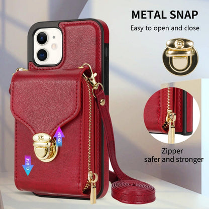 For iPhone 11 Zipper Hardware Card Wallet Phone Case(Red) - iPhone 11 Cases by buy2fix | Online Shopping UK | buy2fix