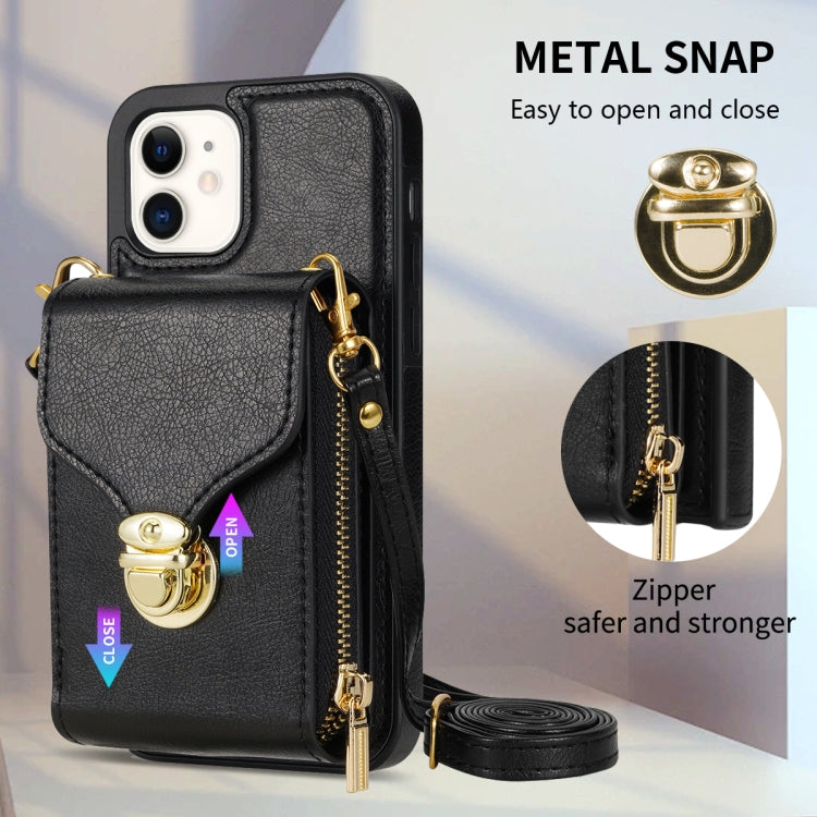 For iPhone 11 Zipper Hardware Card Wallet Phone Case(Black) - iPhone 11 Cases by buy2fix | Online Shopping UK | buy2fix