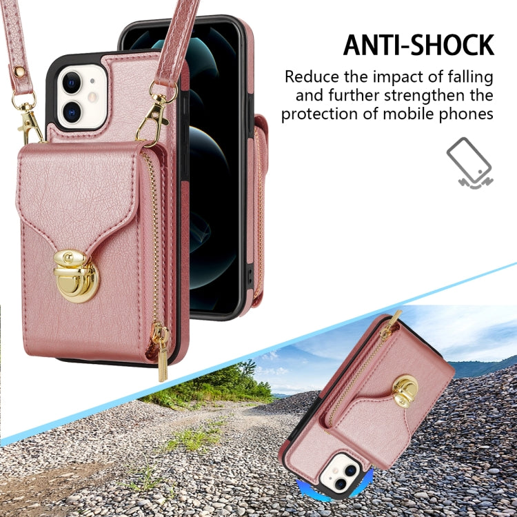 For iPhone 11 Zipper Hardware Card Wallet Phone Case(Rose Gold) - iPhone 11 Cases by buy2fix | Online Shopping UK | buy2fix