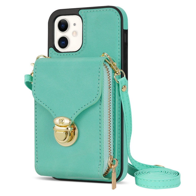 For iPhone 11 Zipper Hardware Card Wallet Phone Case(Mint Green) - iPhone 11 Cases by buy2fix | Online Shopping UK | buy2fix