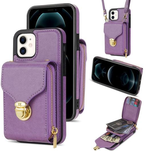 For iPhone 11 Zipper Hardware Card Wallet Phone Case(Purple) - iPhone 11 Cases by buy2fix | Online Shopping UK | buy2fix