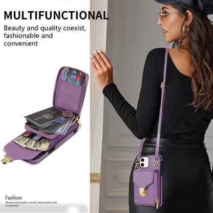 For iPhone 11 Zipper Hardware Card Wallet Phone Case(Purple) - iPhone 11 Cases by buy2fix | Online Shopping UK | buy2fix