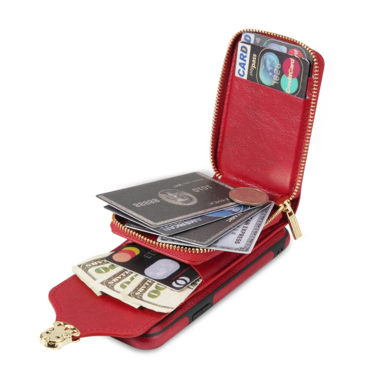 For iPhone XS Max Zipper Hardware Card Wallet Phone Case(Red) - More iPhone Cases by buy2fix | Online Shopping UK | buy2fix