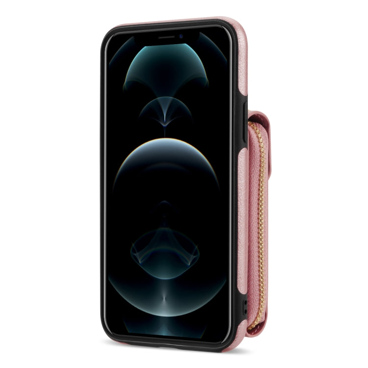 For iPhone XS Max Zipper Hardware Card Wallet Phone Case(Rose Gold) - More iPhone Cases by buy2fix | Online Shopping UK | buy2fix