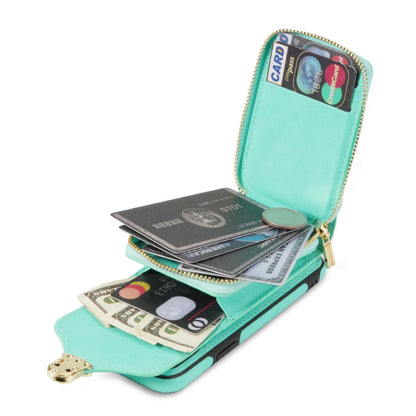 For iPhone XS Max Zipper Hardware Card Wallet Phone Case(Mint Green) - More iPhone Cases by buy2fix | Online Shopping UK | buy2fix