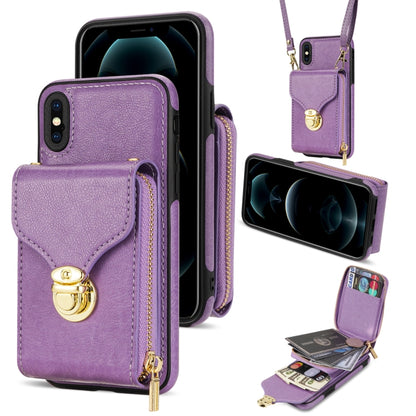 For iPhone XS Max Zipper Hardware Card Wallet Phone Case(Purple) - More iPhone Cases by buy2fix | Online Shopping UK | buy2fix
