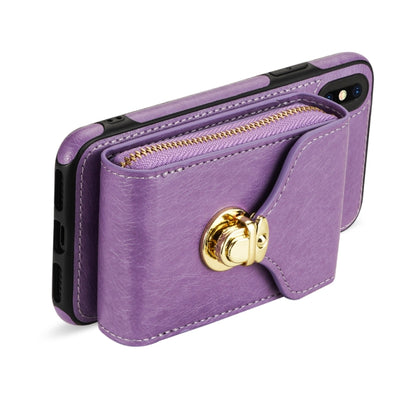 For iPhone XS Max Zipper Hardware Card Wallet Phone Case(Purple) - More iPhone Cases by buy2fix | Online Shopping UK | buy2fix