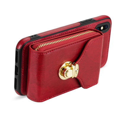 For iPhone XS / X Zipper Hardware Card Wallet Phone Case(Red) - More iPhone Cases by buy2fix | Online Shopping UK | buy2fix