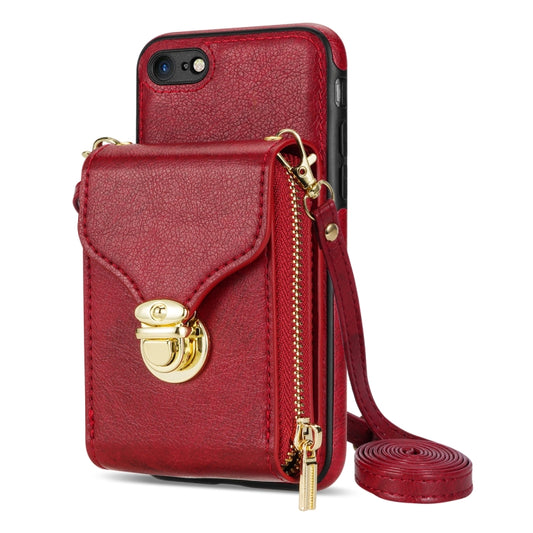 For iPhone SE 2022 / SE 2020 / 8 / 7 Zipper Hardware Card Wallet Phone Case(Red) - iPhone SE 2022 / 2020 / 8 / 7 Cases by buy2fix | Online Shopping UK | buy2fix