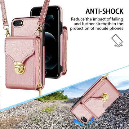 For iPhone SE 2022 / SE 2020 / 8 / 7 Zipper Hardware Card Wallet Phone Case(Rose Gold) - iPhone SE 2022 / 2020 / 8 / 7 Cases by buy2fix | Online Shopping UK | buy2fix